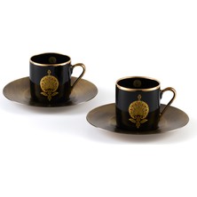 Har Sanat Siyah Sırlı Karanfil Kahve Fincan 2\'li Set