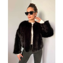 Siyah Astarlı Kısa Suni Kürk Ceket