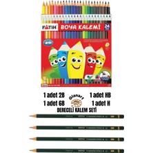 Glanart Dereceli Resim Kalemi Seti(2b,6b,h,hb) + 24 Renk Kuru Boya Seti