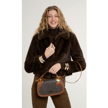 Pierre Cardin Limited Edition Kahve Monogram Çıtçıt Kapamalı Askılı Kadın Çapraz Omuz Çantası 05PC25K10347