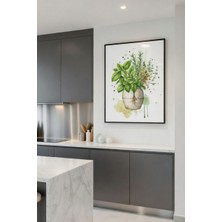 Safir Design Modern Mutfaklar Için Botanik Illüstrasyonlu Çerçeveli Tablo