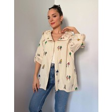 Insan Figürlü Baskılı Salaş Ceket