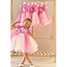 Butik Kız Çocuk Tütü Detaylı Payetli Elbise Hello Kitty Desenli