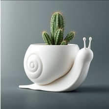 Razmo Sevimli Salyangoz Figürlü Dekoratif Saksı ve Vazo - Modern Sukulent Çiçekliği, Estetik Masaüstü Objesi, Doğal Görünümlü Küçük Vazo, Minimalist Snail Pot & Vase – Unique Home Decoration