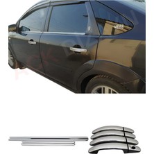 Ack Dizayn Ford Focus 2 2005-2008 Araca Özel Krom Kapı Kol + Krom Cam Çıtası 2'li Set Paslanmaz Çelik