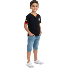 Galatasaray Orijinal Lisanslı 5 Yıldızlı Siyah Basic Çocuk T-Shirt