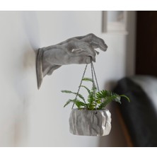 Razmo Minimalist Soyut Duvar Dekoru Dekoratif Sukulent ve Çiçeklik, Modern Duvar Dekoru, Antrasit/beyaz (Opsiyonel Renk), Askılı Estetik Saksı- Wall Hand Flower Pot 2 (Beyaz)