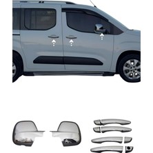 Ack Dizayn Rifter/combo/berlingo/proace 2019+ Araçlarınıza Özel Üretim Krom Ayna Kapağı + Kapı Kol 2'li Set A+