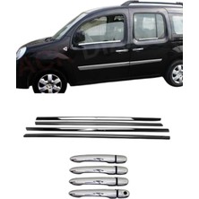 Ack Dizayn Renault Kangoo 2008+ Araca Özel Krom Kapı Kol + Krom Cam Çıtası Paslanmaz Çelik