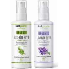 Ketpure Organik Lavanta ve Biberiye Suyu (Hidrosolü) Seti 200 (100*2) ml – Saf ve Doğal, Günlük Bakım Için
