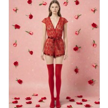 New Dreams Modern Şık Dantelli Tüllü Çoraplı Külotlu, Iç Çamaşırı Seti, Ayarlanabilir Askılı, Takım