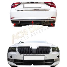Ack Dizayn Skoda Superb 2015-2019 Ön Arka 3'lü Krom Seti(Egsoz Kromu-Ön Tampon Çıtası-Sis Çerçevesi) A+