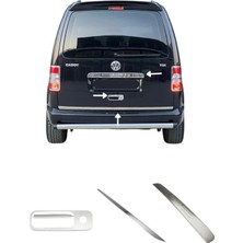 Ack Dizayn Volkswagen Caddy 2004-2010 3'lü Krom Arka Set Bagaj Çıtası + Bagaj Alt Çıtası + Bagaj Açma Paslanmaz