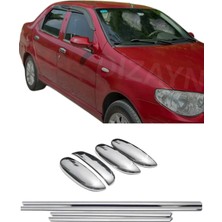 Ack Dizayn Fiat Albea Araca Özel Krom Cam Çıtası + Krom Kapı Kol Paslanmaz Çelik 2'li Set A+
