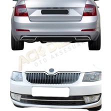 Ack Dizayn Skoda Octavia 2013-2018 Ön-Arka Krom Seti (Egsoz Kromu-Tampon Çıtası-Sis Çerçevesi) A+