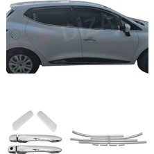 Ack Dizayn Renault Clio 4 Hb 2012+ Araca Özel Krom Cam Çıtası + Krom Kapı Kol 2'li Set A+ Paslanmaz