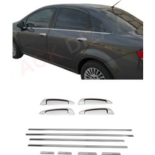 Ack Dizayn Fiat Linea Araca Özel Krom Cam Çıtası + Krom Kapı Kol 2'li Set Paslanmaz Çelik A+