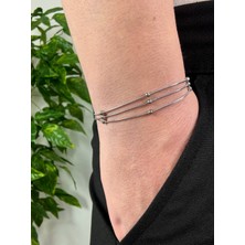 Arvens Silver Erkek Üçlü Zincir Bileklik Kadın Paslanmaz Çelik Renk Atmaz Unısex Kararmaz Çelik Bileklik