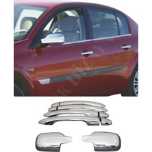 Ack Dizayn Renault Megane 2 Araca Özel Krom Ayna Kapağı + Krom Kapı Kol 2'li Set A+