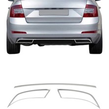 Ack Dizayn Skoda Octavia 2013-2018 Araca Özel Krom Difüzör Çerçevesi 3pcs Paslanmaz Çelik