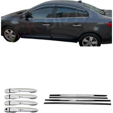 Ack Dizayn Renault Fluence Krom Cam Çıtası + Krom Kapı Kol Sensörsüz A+ Paslanmaz Çelik