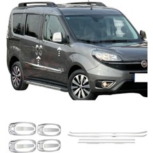 Ack Dizayn Fiat Doblo 2010+ Araca Özel Krom Cam Çıtası + Krom Kapı Kol 2'li Set A+ Paslanmaz Çelik