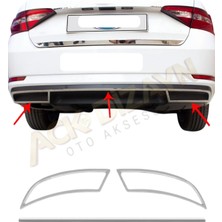 Ack Dizayn Skoda Superb 2015+ Krom Egsoz Difüzörü 3 Parça A+