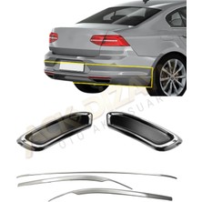 Ack Dizayn Volkswagen Passat B8 2015-2019 Arka 2'li Krom Set (Egsoz Kromu+Arka Tampon Çıtası) A+