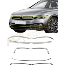 Ack Dizayn Vw Passat B8,5 2019+ 3'lü Ön Krom Seti (Sis Çerçeve-Ön Tampon Çıtası-Far Kaşı) A+