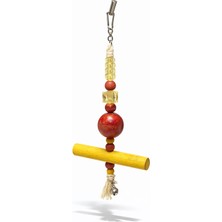 Papağanhane Doğal Ahşap Kuş Oyuncağı Sarı-Kırmızı | Muhabbet Forpus Lori Papağan Oyuncağı