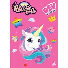 Doğan Çocuk Unicorn   Dev Çıkartmalı Boyama Kitabı