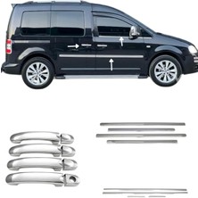 Ack Dizayn Volkswagen Caddy 2004-2010 3'lü Yan Set (Cam Çıtası-Kapı Kolu-Yan Kapı Çıtası) Paslanmaz