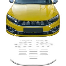 Ack Dizayn Fiat Egea 2020+ Full Ön Krom Set Panjur Kromu+ Panjur Çıtası "u"+ Tampon Çıtası 23 Parça Set