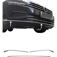 Ack Dizayn Volkswagen Passat B8,5 2019+ Araca Özel Krom Ön Tampon Çıtası 3pcs Paslanmaz Çelik A+