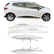 Ack Dizayn Renault Clio 4 2012-2018 Krom Cam Çerçevesi Tamtur + Yan Kapı Çıtası A+ Paslanmaz