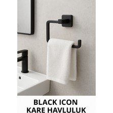 Onno Black Icon Kare Havluluk