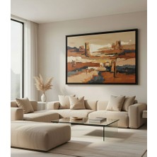 Safir Design Toprak Tonlarında Soyut Kanyon Esintili Çerçeveli Tablo