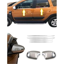 Ack Dizayn Daica Duster 2018+ Araca Özel Krom Cam Çıtası + Ayna Kapağı 2'li Set Paslanmaz Çelik