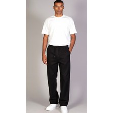 Little Cup Jeans Co  Erkek Beli Lastikli Süper Rahat Tensel Kumaş Siyah Baggy Pantolon