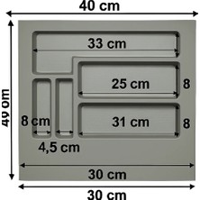 Çekmece Içi Kaşıklık 40X49 cm 5 Bölmeli Organizatör