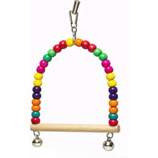 Papağanhane Rengarenk Ahşap Kuş Salıncağı Zilli Muhabbet Kuşu Oyuncağı Papağan Tüneği