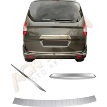 Ack Dizayn Ford Courier 2014-2023 3'lü Krom Arka Set (Tampon Üstü Koruma-Bagaj Çıtası-Bagaj Alt Çıtası) A+