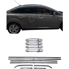 Ack Dizayn Ford Focus 3/3,5 2011-2017 Araca Özel Krom Cam Çıtası + Krom Kapı Kol 2'li Set Paslanmaz Çelik