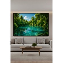 Safir Design Tropikal Doğa Manzaralı Siyah Çerçeveli Tablo