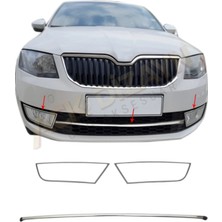 Ack Dizayn Skoda Octavia 2013-2018 Ön Krom Seti (Sis Çerçevesi+Tampon Çıtası) A+
