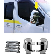 Ack Dizayn Renault Master 2010+ Araca Özel Krom Ayna Kapağı + Kapı Kol Seti Paslanmaz Abs