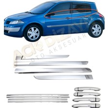Ack Dizayn Renault Megane 2 Hatchback 3'lü Yan Krom Seti (Yan Kapı Çıtası-Cam Çıtası-Kapı Kol) A+