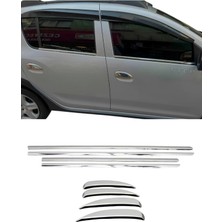 Ack Dizayn Dacia Sandero 2013+ Araca Özel Krom Cam Çıtası + Krom Kapı Kol 2'li Set Paslanmaz Çelik A+