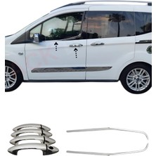 Ack Dizayn Ford Courier 2014-2023 Araca Özel Krom Cam Çıtası + Krom Kapı Kol A+ Paslanmaz Çelik