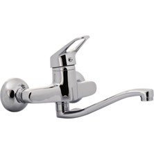 Damlasu 40 Kartüş Mix Kuğu Duvardan Bağlantılı  Aplik Eviye Bataryası Krom Mutfak Evye